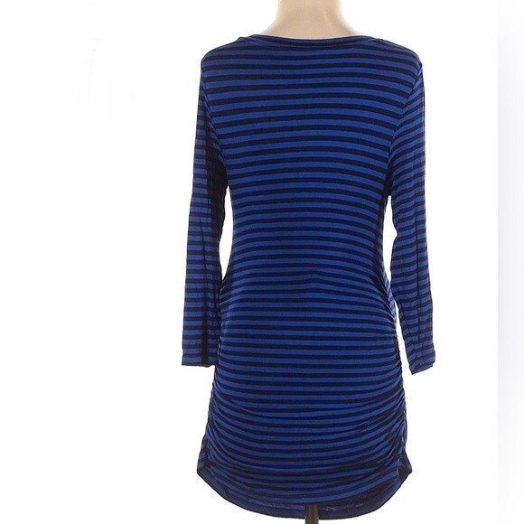 Liz Lange Maternity blue and black striped tunic top size large - Picture 2 of 4